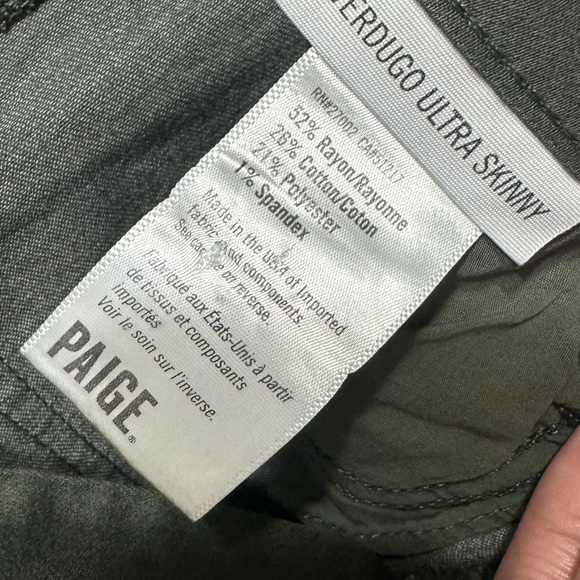 PAIGE VERDUGO Dark Green ULTRA SKINNY JEAN - - Transcend - EXCELLENT CONDITION - Picture 5 of 6